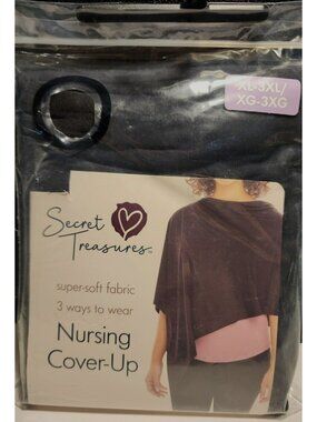 Womens Secret Treasures Super Soft Black Nursing Cover-Wrap XL-3XL 3 Ways Wear
